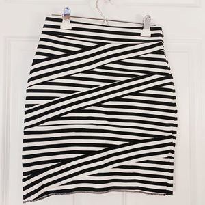 Express Black & White Striped Bodycon Midi-skirt!